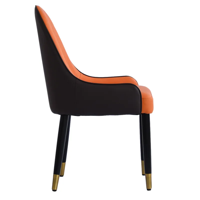 Modern PU Sponge-Filled Dining Chair, Solid Wood Metal Legs, Suitable For Restaurants, Living Rooms 
