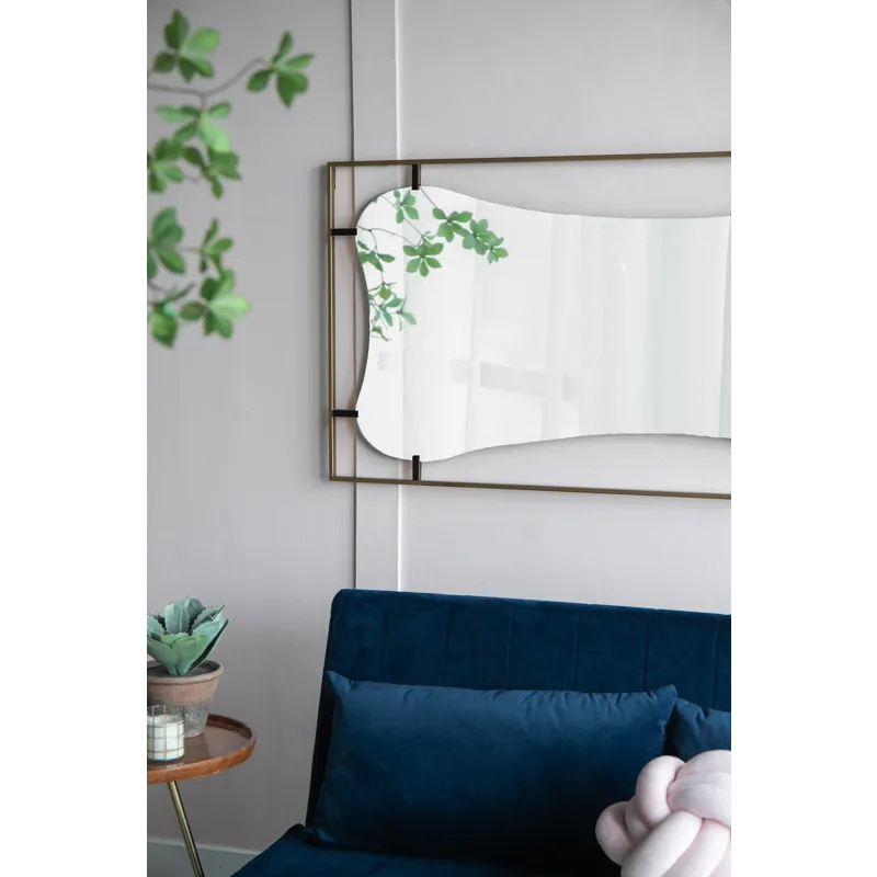 Poppy Mirror With Metal Frame Contemporary Design Wall Decor For Bathroom, Entryway - Golden Black