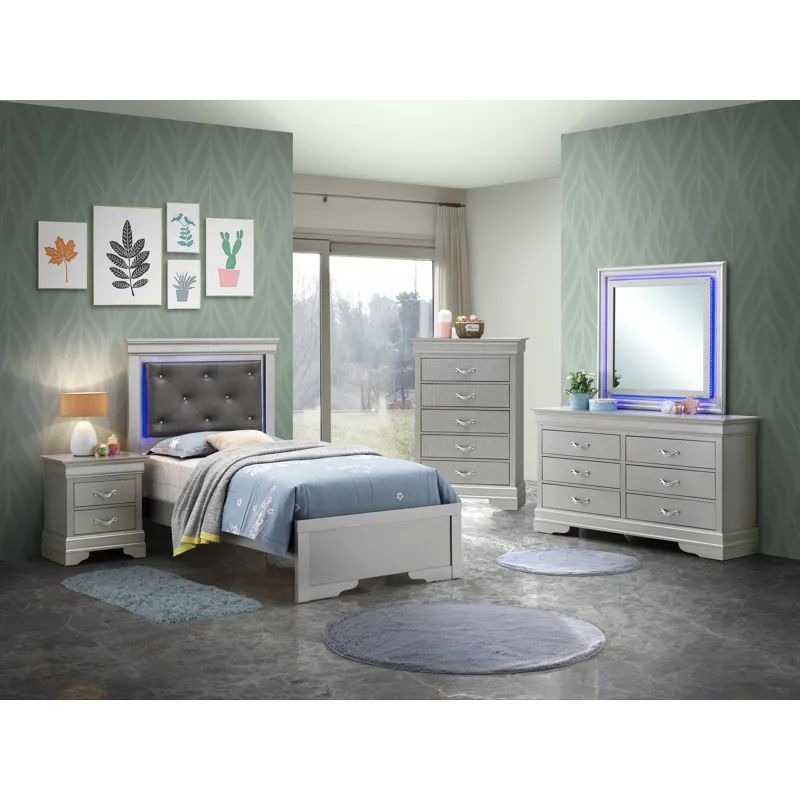 Lorana - G6500B-TB2 Twin Bed - Silver Champagne
