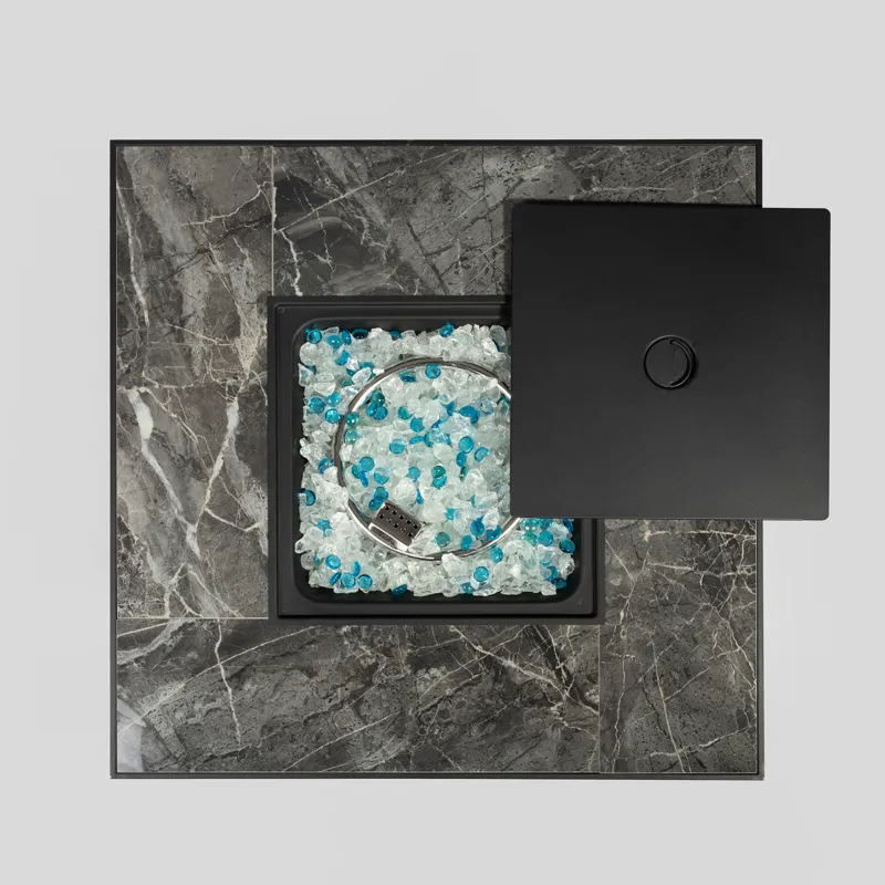 30\" Outdoor Fire Table Propane Gas Fire Pit Table With Lid Gas Fire Pit Table With Glass Rocks And 