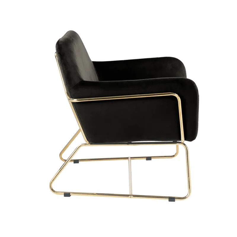 Keira - Velvet Accent Chair With Metal Base - Black