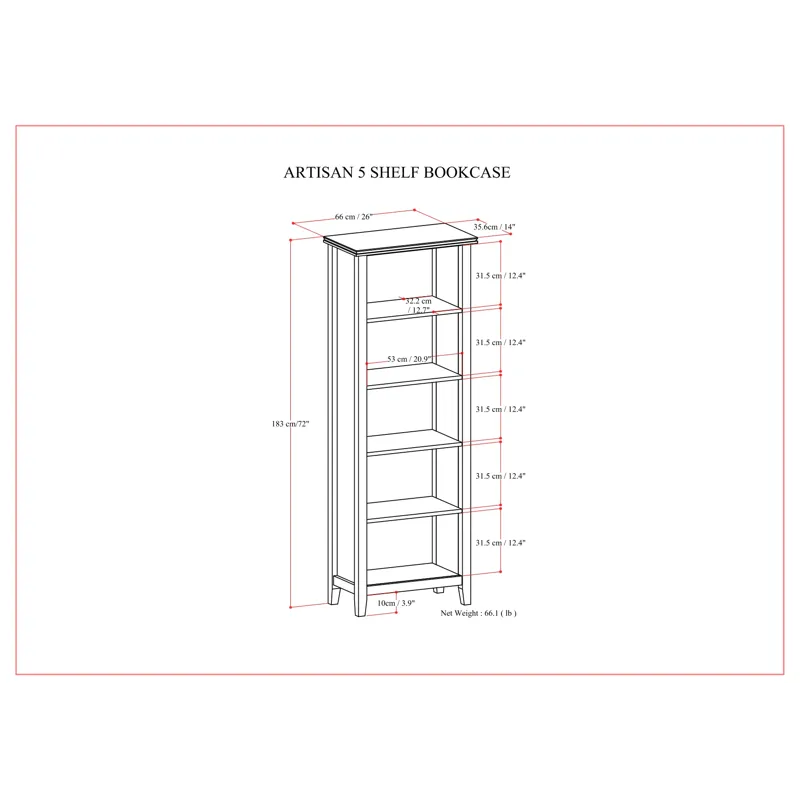 Artisan - 5 Shelf Bookcase - Black