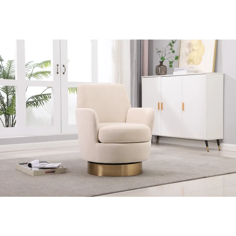 Velvet Swivel Barrel Chair, Swivel Accent Chairs Armchair For Living Room, Reading Chairs For Bedroo