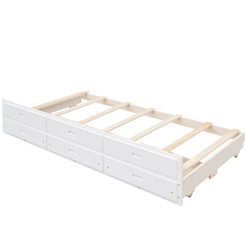 Twin Over Full Bunk Bed With Twin Size Trundle, Separable Bunk Bed With Drawers For Bedroom - White