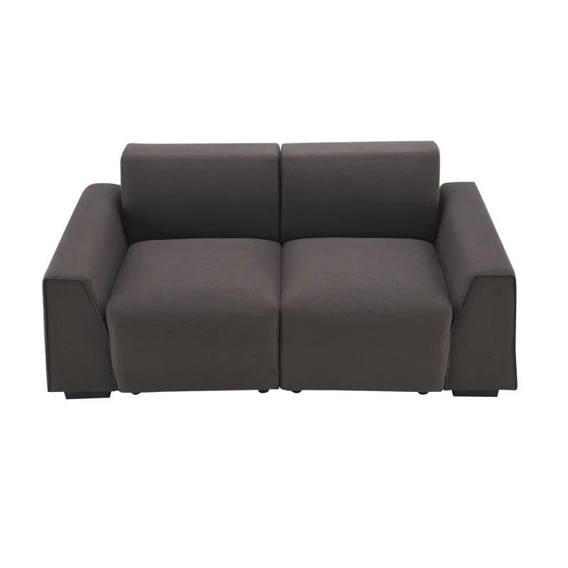 Modern Linen Sofa, Stylish And Minimalist 2-3 Seat Couch, Easy To Install, Exquisite Loveseat With Wide Armrests For Living Room - Dark Brown