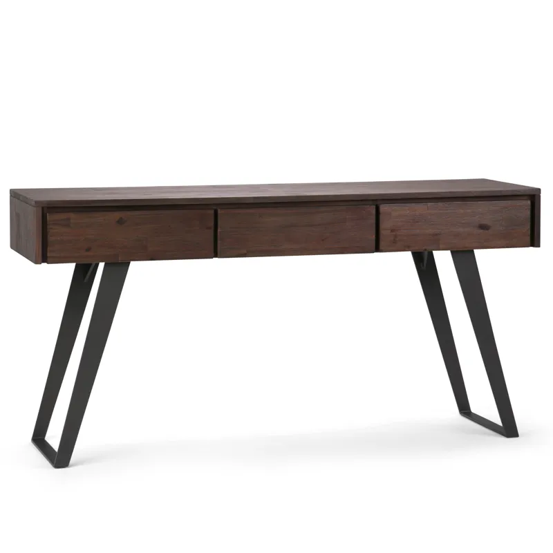 Lowry - Console Sofa Table - Distressed Charcoal Brown