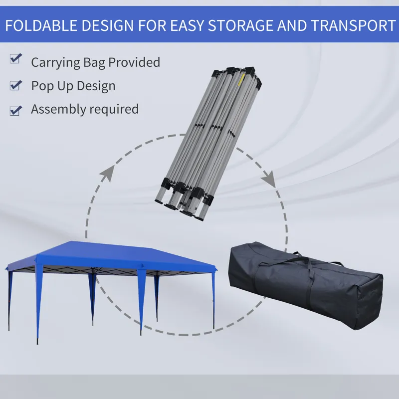 Outsunny - 10\' x 19.2\' Pop Up Canopy Tent, Heavy Duty Tent For Parties, Outdoor Instant Gazebo Sun