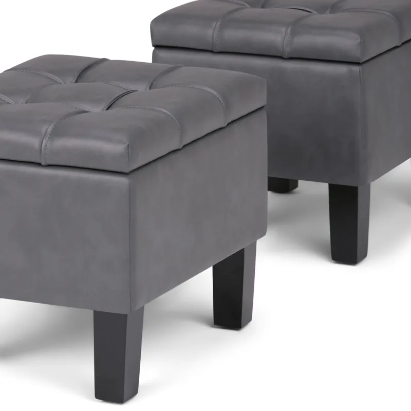 Dover - 3 Piece Storage Ottoman - Stone Grey