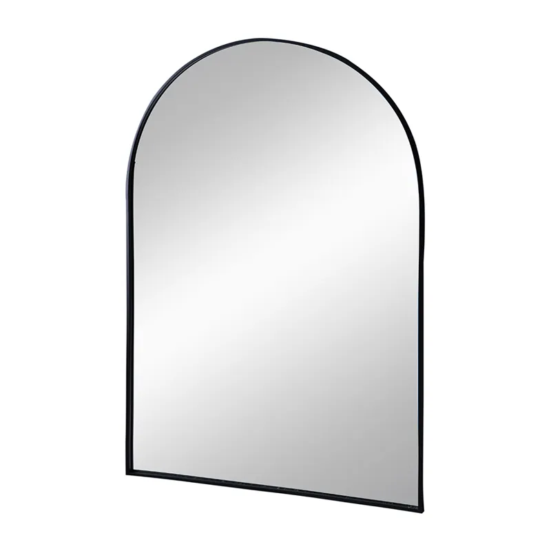 Arched Mirror With Metal Frame, Wall Mirror For Living Room Bedroom Entryway - Black