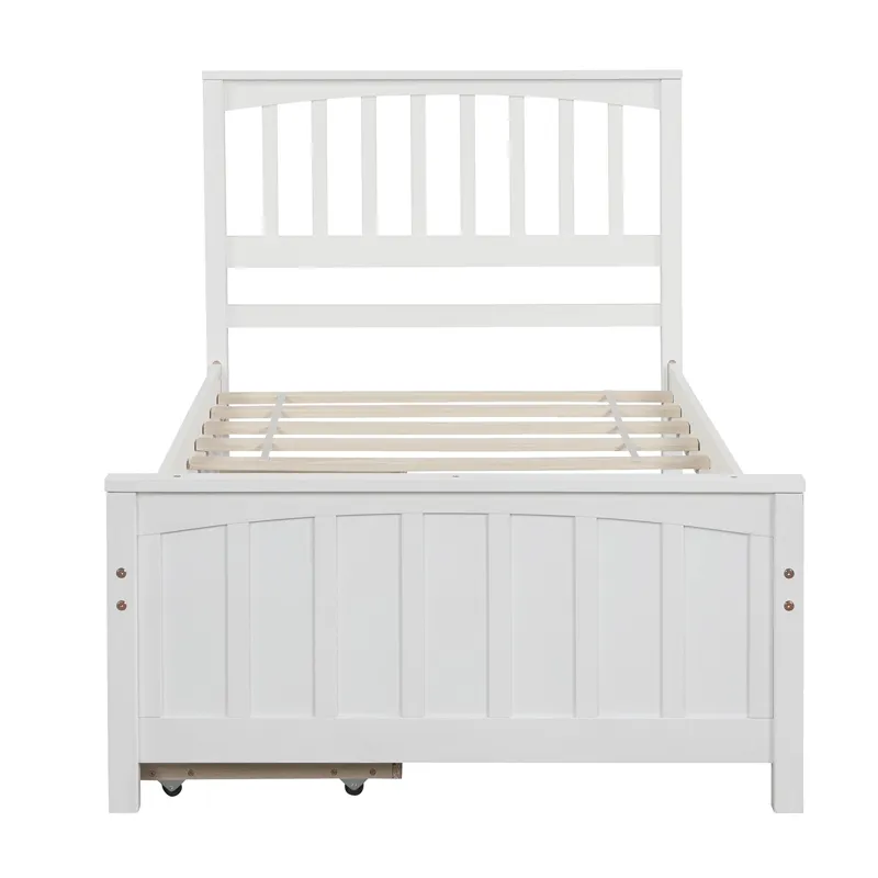 Twin Size Platform Bed With Two Drawers - White