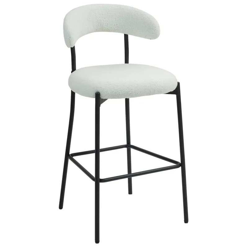 Counter Height Bar Stools Teddy Fabric Cover Kitchen Island Counter Bar Stool With Black Powder Coat