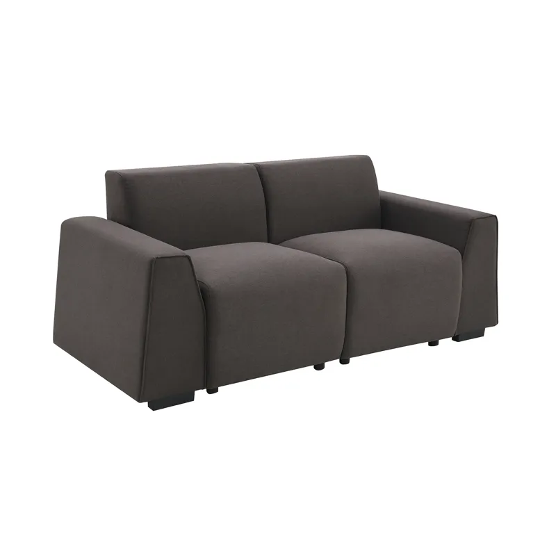 Modern Linen Sofa, Stylish And Minimalist 2-3 Seat Couch, Easy To Install, Exquisite Loveseat With Wide Armrests For Living Room - Dark Brown