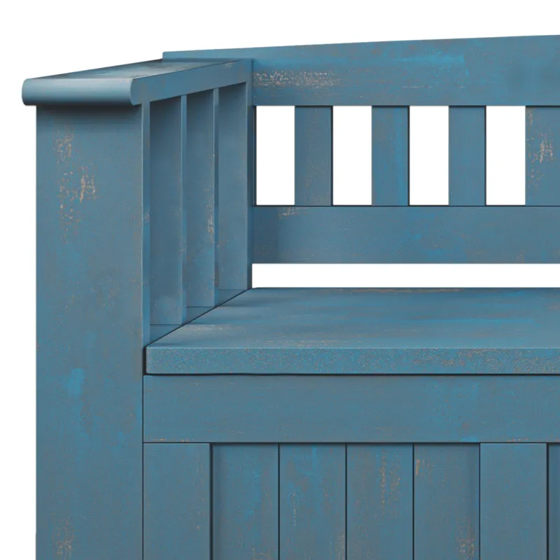 Acadian - Entryway Storage Bench - Distressed Coastal Blue