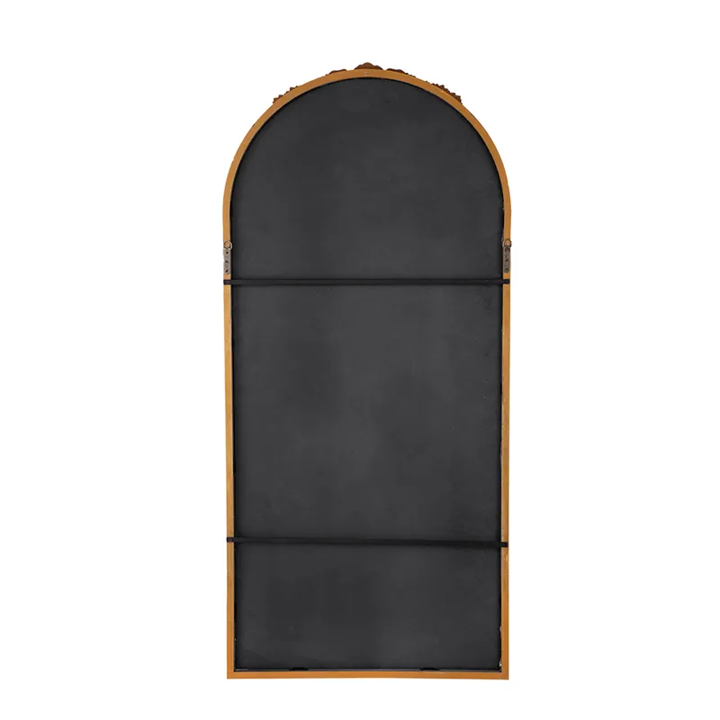 Hand Carved Rose Antique Mirror Frame, Large Arch Mirror Wall Decor For Living Room, Bathroom, Entry