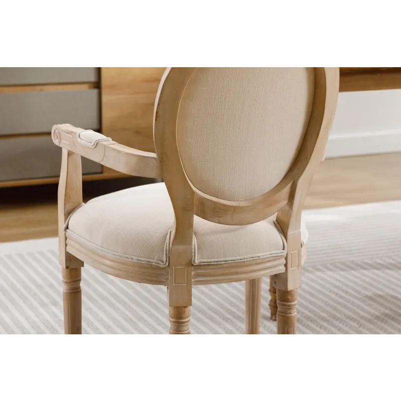 French Style Solid Wood Dining Chair (Set of 2) - Cream
