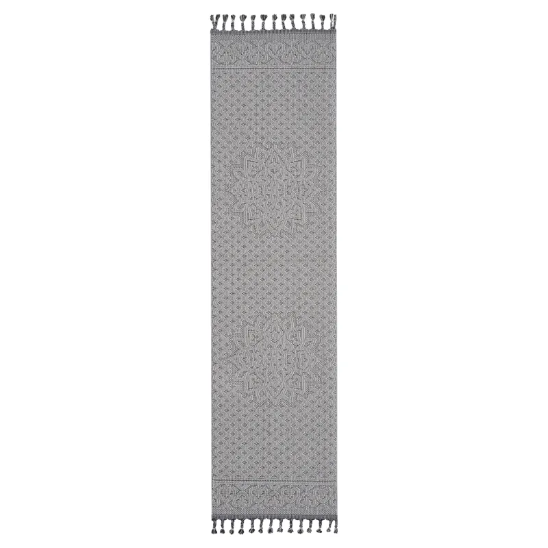 Guros - 2\' x 8\' Medallion Indoor / Outdoor Area Rug - White / Ivory