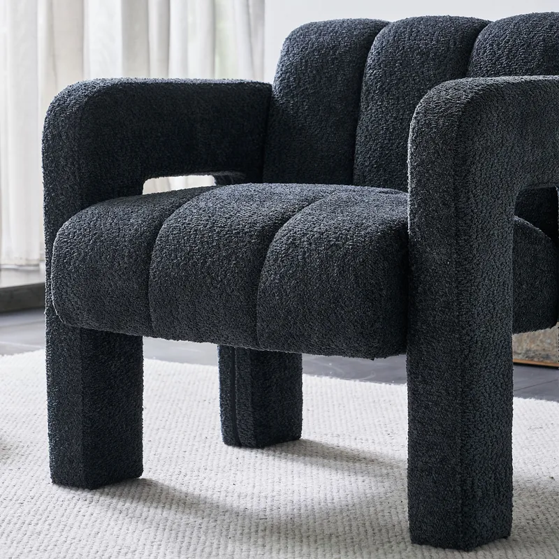 31.10\" Boucle Upholstered Accent Chair - Dark Gray