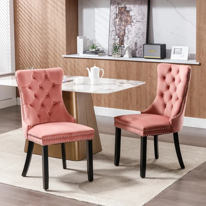 Nikki - Modern, High-End Tufted Solid Wood Contemporary Velvet Upholstered Dining Chair With Wood Le