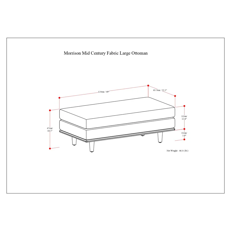 Morrison - Large Rectangular Ottoman - Charcoal Grey