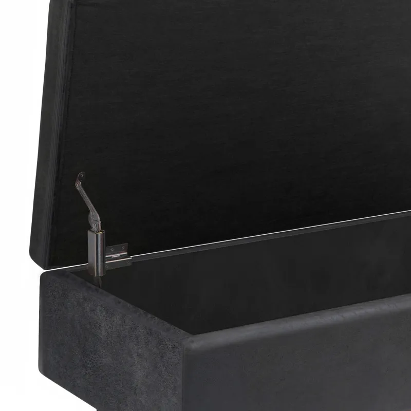 Owen - Small Rectangular Storage Ottoman - Distressed Black