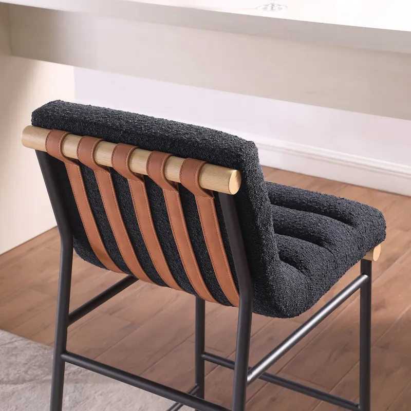 Lahni - 17.Boucle Fabric Counter Height Chair - Black