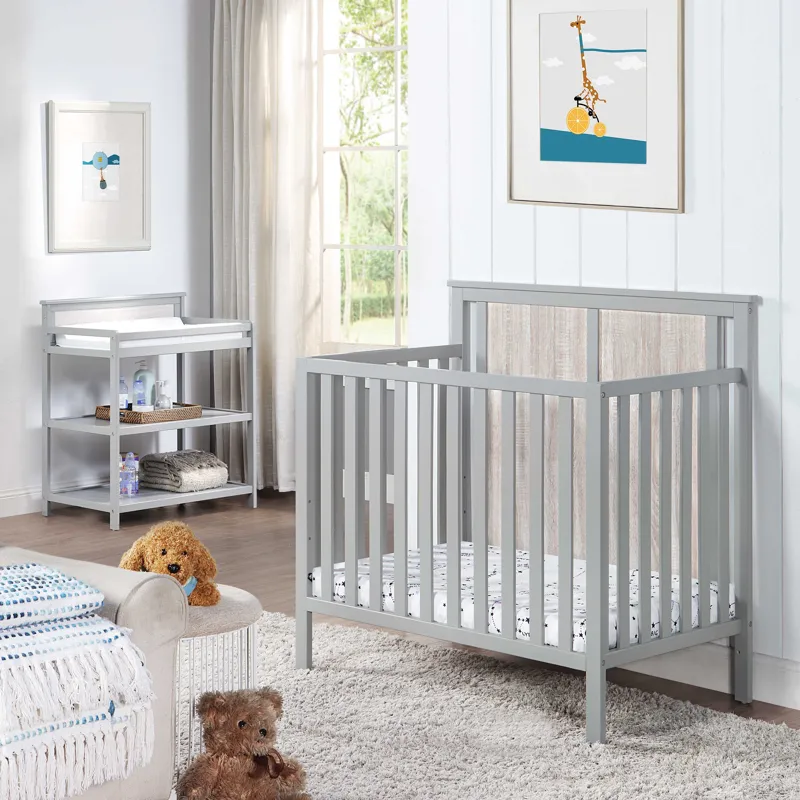 Connelly - Mini Crib With Mattress Pad - Gray / Rockport Gray
