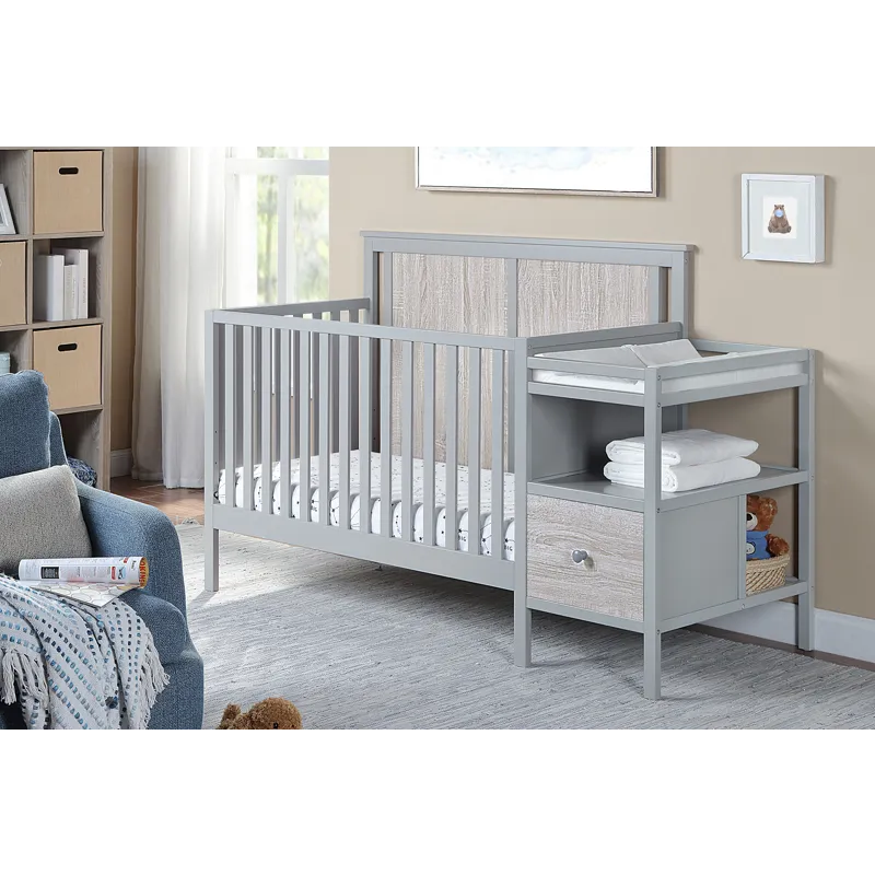 Connelly - 4-in-1 Crib and Changer Combo - Gray/Rockport Gray
