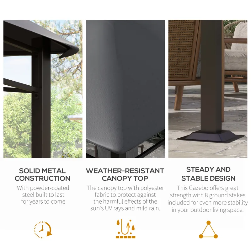 Outsunny - 10\' x 10\' Soft Top Patio Gazebo Outdoor Canopy With Unique Geometric Design Roof, All-W