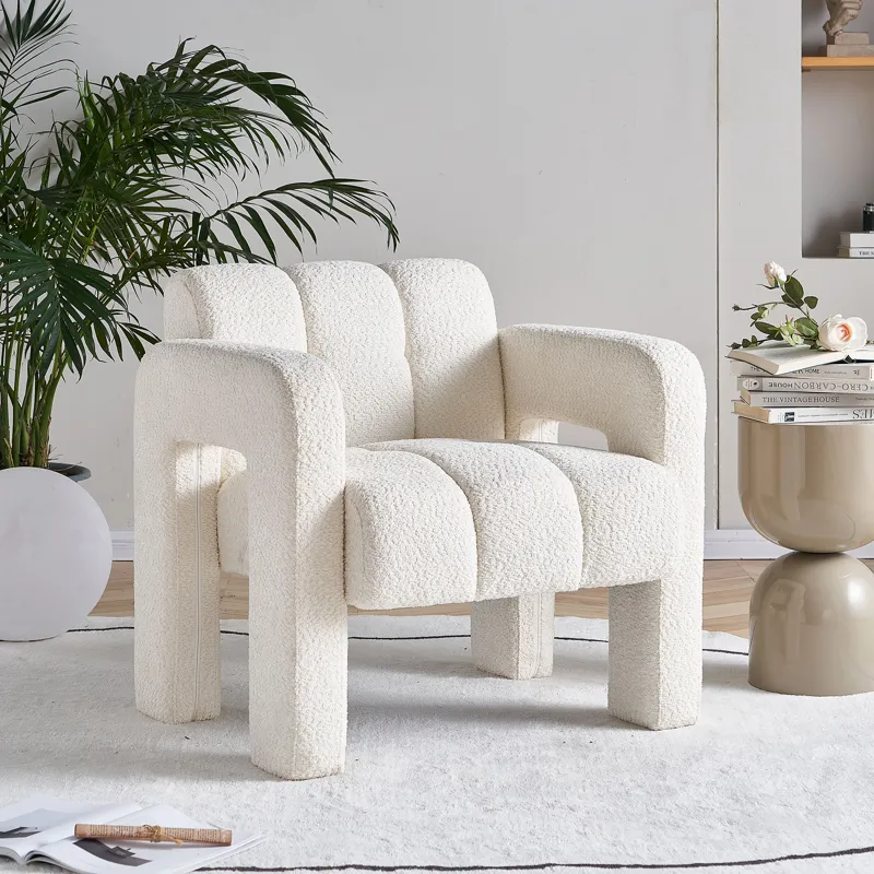 31.10\" Wide Boucle Upholstered Accent Chair - Beige