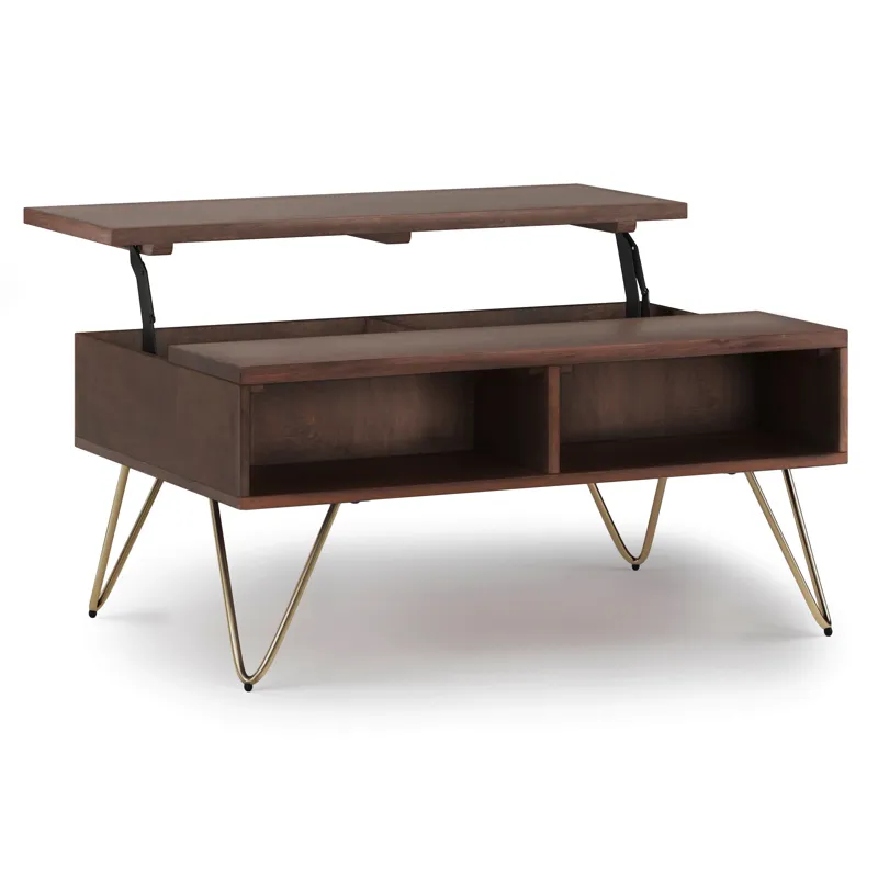 Hunter - Small Lift Top Coffee Table - Umber Brown / Gold