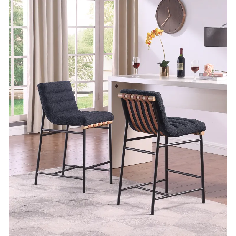 Lahni - 17.Boucle Fabric Counter Height Chair - Black