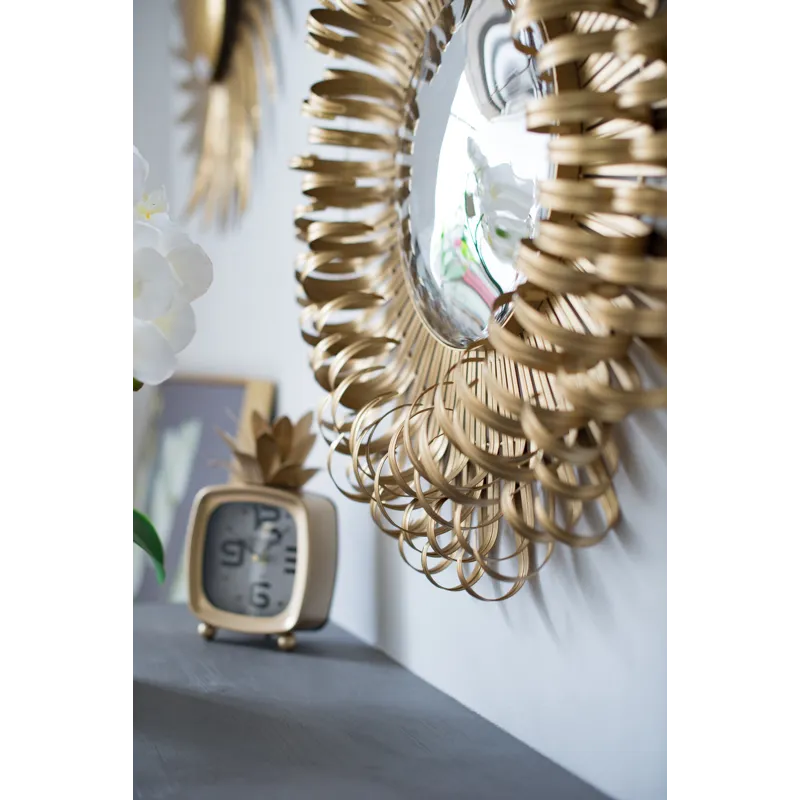 Sunburst Design Wall Mirror Decorative For Entryway, Modern Living Room - Golden