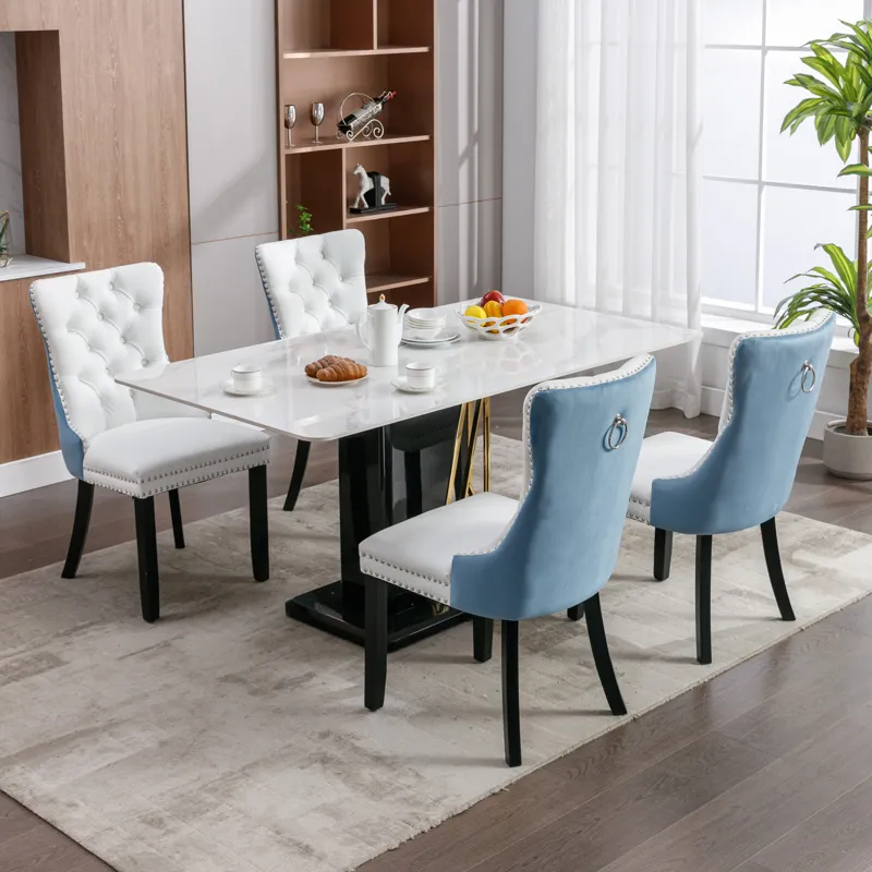 Nikki - Modern, High-End Tufted Solid Wood Contemporary PU And Velvet Upholstered Dining Chair With 