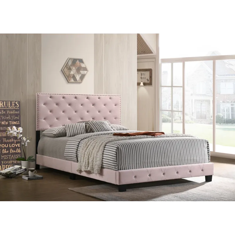 Suffolk - G1406-QB-UP Queen Bed - Pink