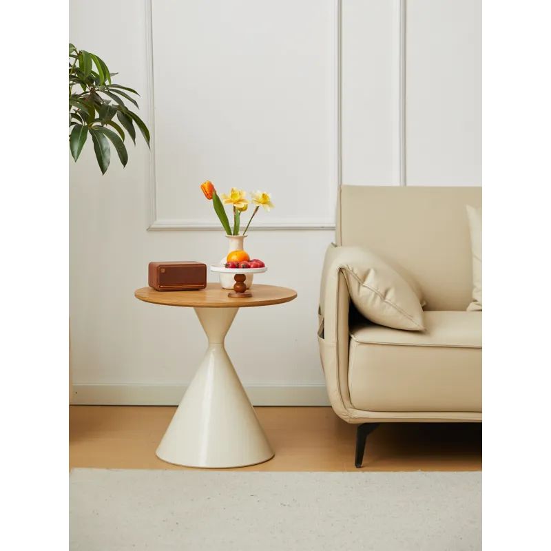 Round Coffee Table - Brown / White