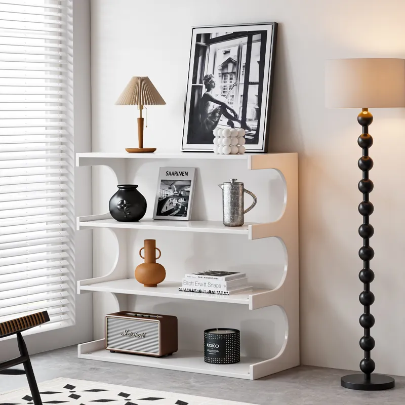 Multifunctional 4 Tier Book Shelf & Coffee Table For Living Room Bedroom Dining Room Study Entryway,