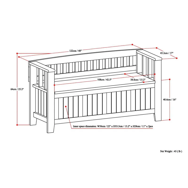 Acadian - Entryway Storage Bench - White