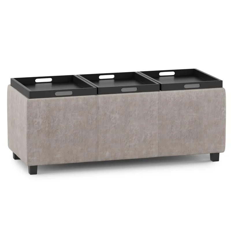 Avalon - Storage Ottoman - Distressed Grey Taupe
