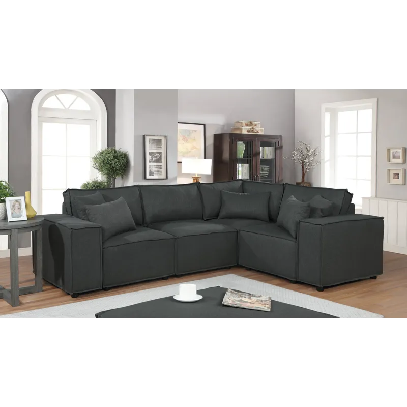 Melrose - Modular Sectional Sofa With Ottoman - Dark Gray Linen