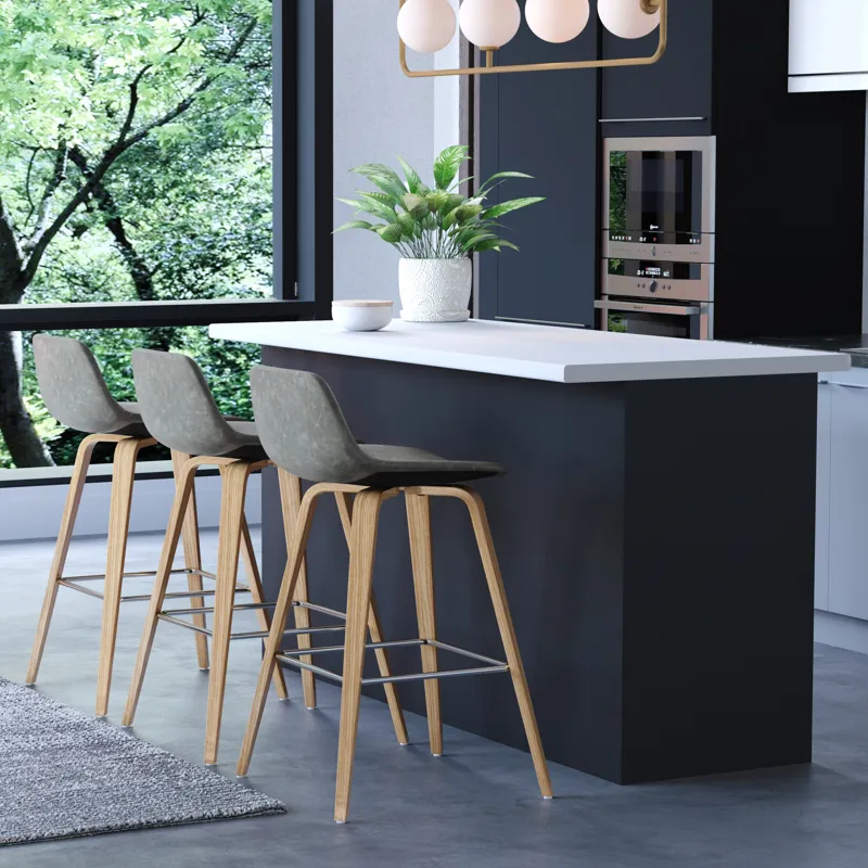 Randolph - Bentwood Counter Height Stool (Set of 2) - Stone Grey / Light Brown