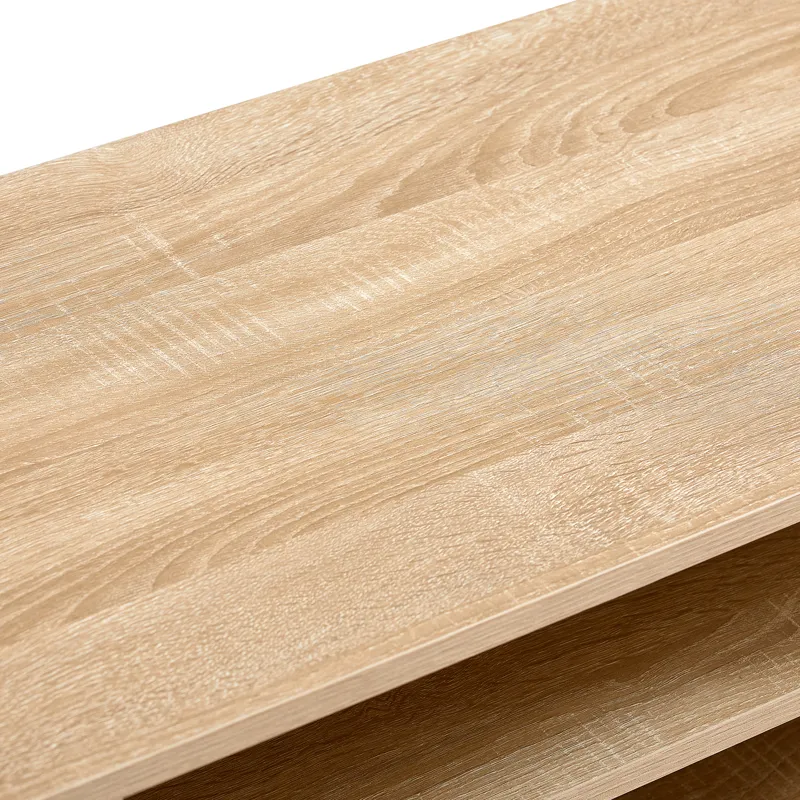 55.12\" Rattan TV Cabinet, Double Sliding Doors For Storage, Adjustable Shelf, Solid Wood Legs, TV C