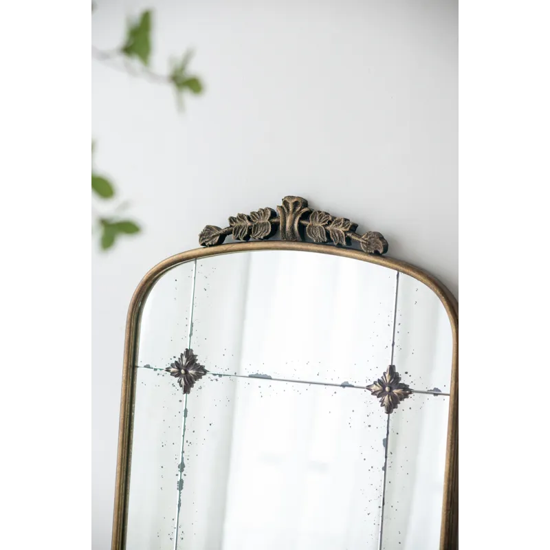 Antique Arched Mirror With Metal Frame, Full Length Mirror For Living Room Bathroom Entryway - Gold