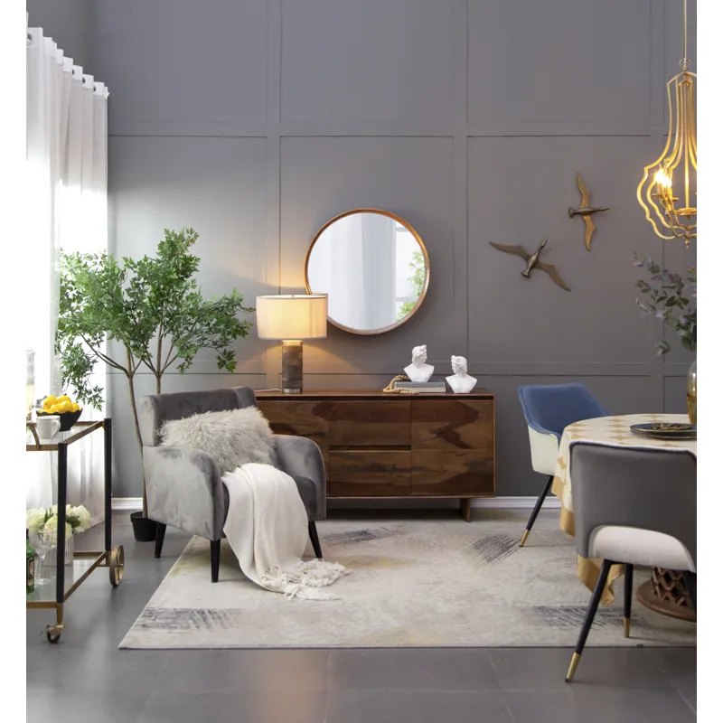 Round Pine Wood Mirror, Wall Mounted Mirror Home Decor For Bathroom Living Room - Brown