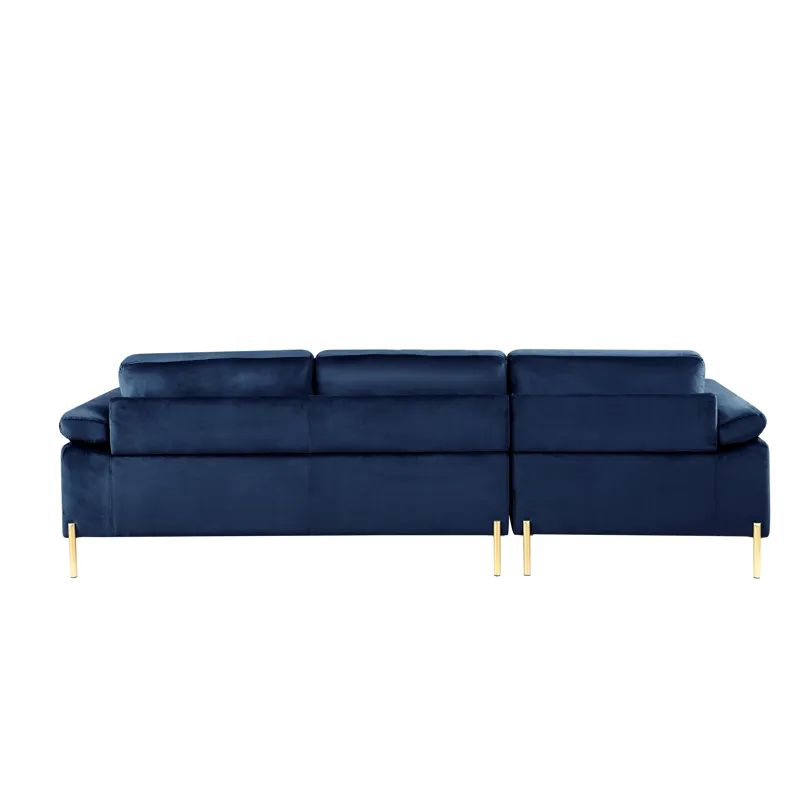 Shannon - Velvet Sectional Sofa With Chaise - Blue