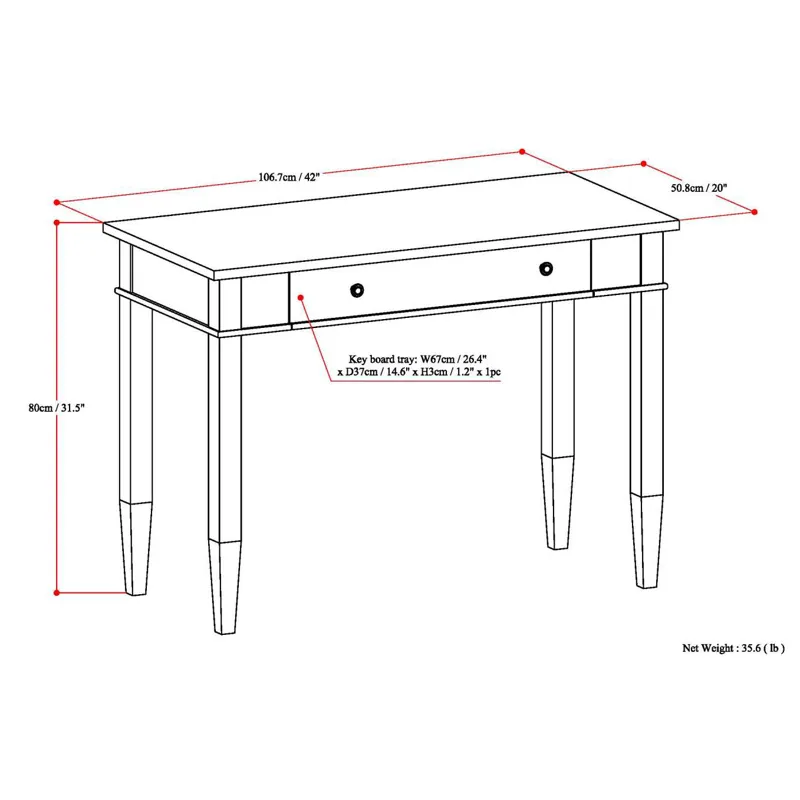 Carlton - Home Office Desk - Dark Tobacco Brown