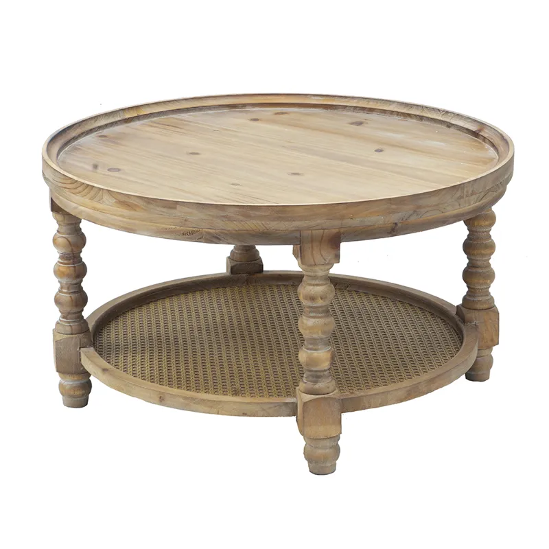 Round 2 Tiered Side Tabel, Natural End Tabel For Lving Room Bedroom Entryway - Brown