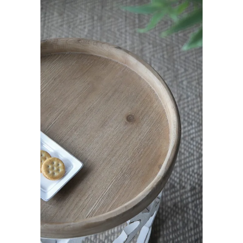 Large Distressed Side Table - White