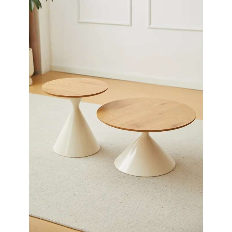 Round Coffee Table - Brown / White