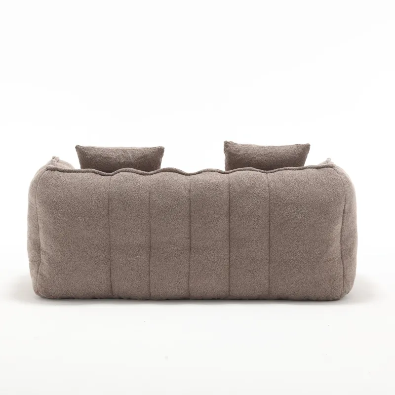 Soft Beanbag Chair With High Resilience Foam Core For Two People - Brown