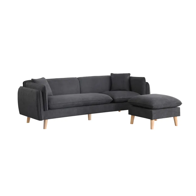 Brayden - Fabric Sectional Sofa Chaise - Dark Gray